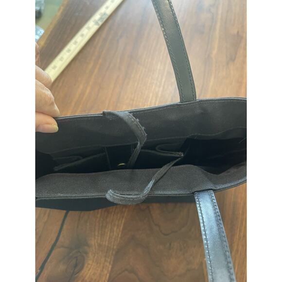 Lauren Ralph Lauren Black Tote Handbag Black Gold Embroidered Logo Lg Designer - Picture 8 of 11